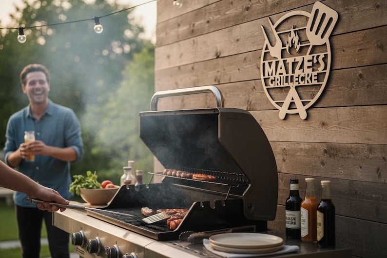 Letrero de parrilla personalizado, rincón de parrilla, fiesta de barbacoa, maestro de la parrilla, regalo, regalo de cumpleaños de barbacoa para un amigo, idea de regalo de madera, fiesta de barbacoa imagen 5