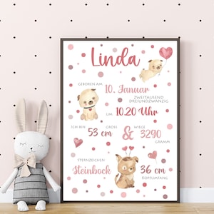 GEBURTSPOSTER, personalisierte Geburtstafel, Geschenk zur Geburt, Geburtsdaten, Baby, Babygeschenk, Kinderzimmer, digital, Boho