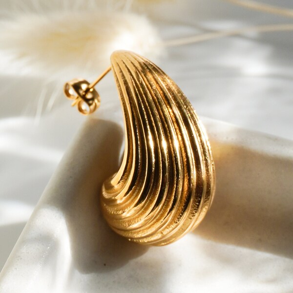 Teardrop earrings - Drop dupe earrings, Chunky hoop earrings, Chunky Hoops, Summer jewelry, Anniversary Gift, Stud Earrings For Women