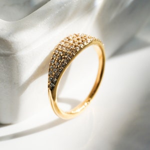 Micro Pave Signet Ring in 14k Solid Gold - Skinny Pave Ring, Stacking Ring, A Must Have, Diamond Signet Ring, C2R17