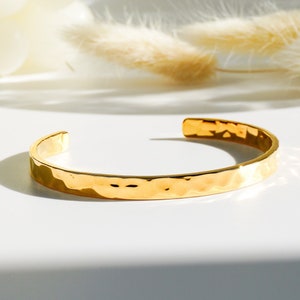 Hammered Cuff Bracelet - Minimalist Gold Bangle, Gold Bangles for Women, Gold Cuff, Everyday Jewelry, Summer Jewelry, Anniversary Gift