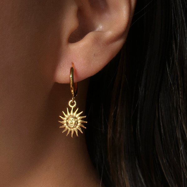 Delicate Sun Hoop Earrings