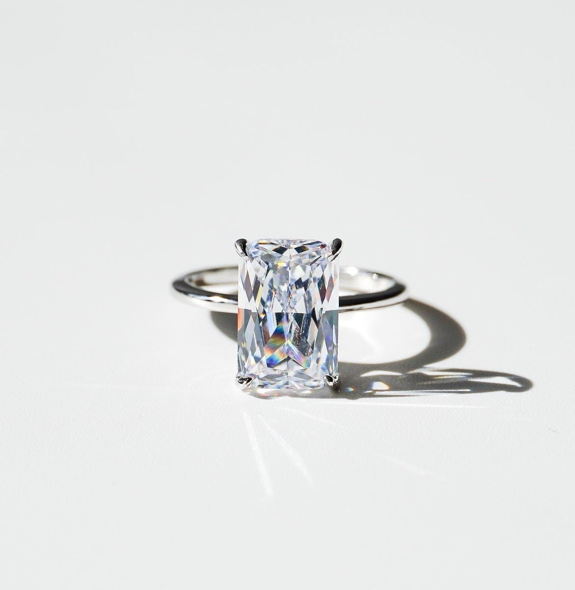 Radiant Cut CZ Diamond Engagement Ring Silver Promise Ring Wedding Jewelry Gift for Her
