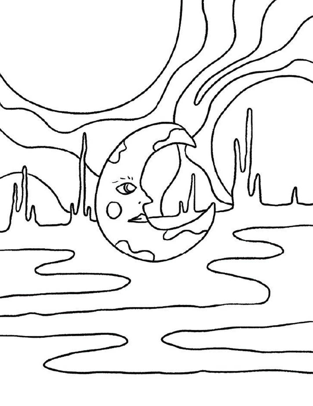 Alien Moon Coloring Sheet - Etsy