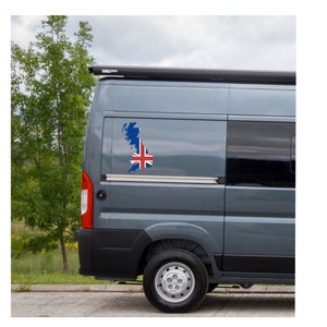 UK Großbritannien Silhouette Aufkleber 2 farbig Karte 60 bis 170cm für Wohnmobil Style Design