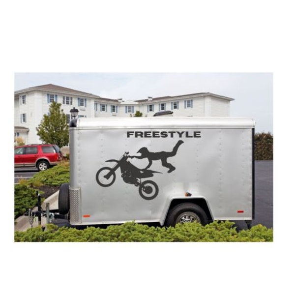 Freestyle Motorrad Anhänger Transporter Bus Aufkleber Sticker 90 x 50 cm Personalisiert