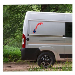 Norwegen Silhouette Aufkleber 2 farbig Karte 60 bis 130cm für Wohnmobil, Fahrzeugbeschriftung verschiedene Größen und Farben.