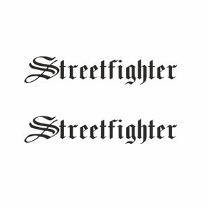 May include: Two instances of the word "Streetfighter" are displayed in a gothic font. The text is black against a white background. The font style is ornate and stylized.