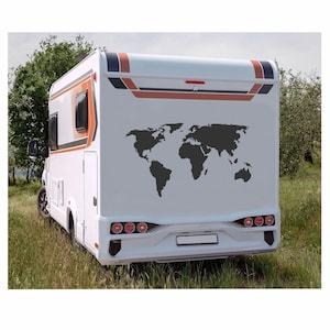 Autocollant carte du monde camping-car sticker tailles et couleurs sélection XXL