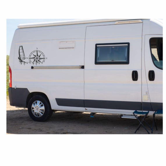 Aufkleber Kompass Windrose Aufkleber Für Camper, Wohnmobil, Wohnwagen Fahrzeuge Karosserie - Offroad Sticker - Abenteuer Urlaub (60x60cm