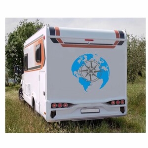 Grande globo con bussola adesiva 60 x 60 cm, possibilità di scelta del colore, desiderio di viaggiare in camper e campeggio
