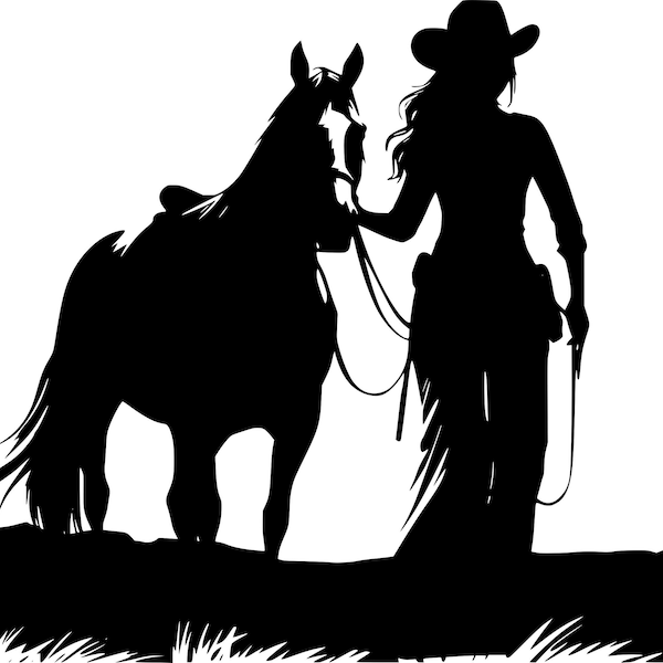 Westernreiten Aufkleber Cowgirl Sticker mit Pferd für Trailer Anhänger Western Styl individuell