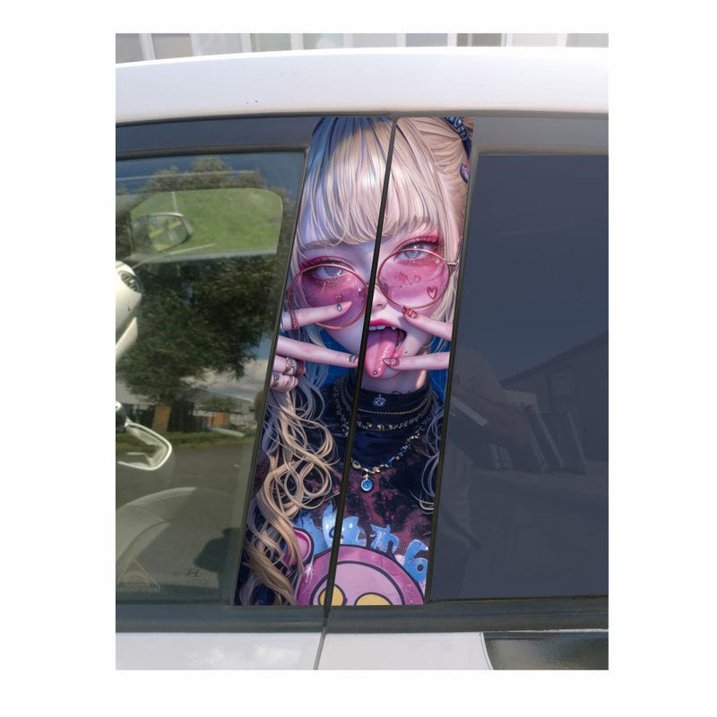 2 Stück Auto B-Säulen Aufkleber Würfeldesign - Wasserdichte Folie Für Türen