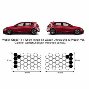 Hexagon Aufkleber Honeycomb Waben Autoaufkleber 2er Set viele Farben