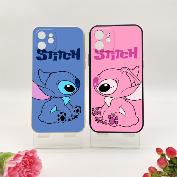 Stitch & Angel Couple phone case for iPhone 12 13 14 15 Pro Max Cover Case，Friends Gift，custom phone case，personalized phone case