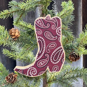 Cowboy Boot Ornament, Red Bandana, Christmas Tree Ornament, Wood, Cowboy Christmas, Cowgirl, Western, Rodeo, Equestrian, Cowboy, Farmhouse