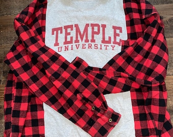 Temple university custom flannel tee