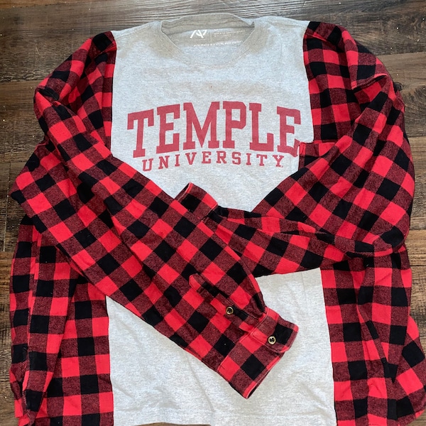 Temple university custom flannel tee