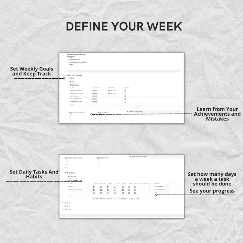 12 WEEK YEAR Notion Template 2024 Goal Planner Yearly Project Planner