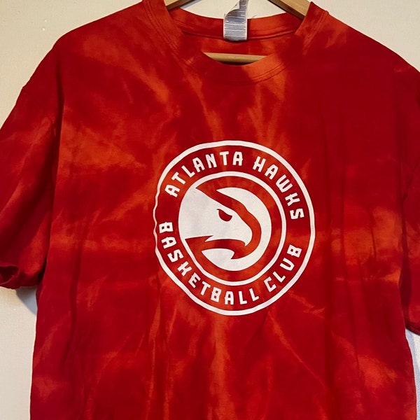 Atlanta Hawks Basketball Club Tie Dye Tshirt Tee Shirt Adult Extra Large XL Upcycled Hand Bleached/Reverse Dyed TShirt