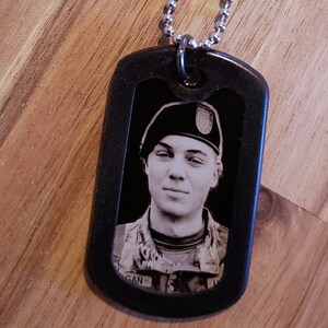 Photo Dog Tag - Custom Photo, Text, Finger Print, Paw Print and Handwriting Options - Black Aluminum Dog Tag Necklace or Key Chain