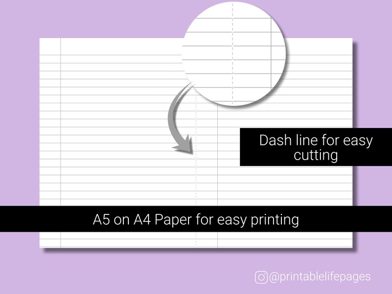 A5 Printable Paper Hole Punch Marks Printable Lined Paper Etsy