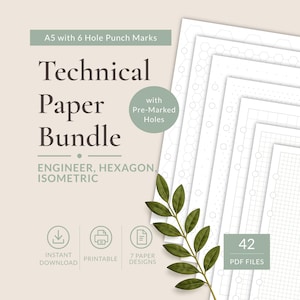 Printable Engineering Paper Bundle | Green Engineering Paper 4mm 5mm 10mm | Isometric Paper | Hexagon Paper | Technical Drawing PDF