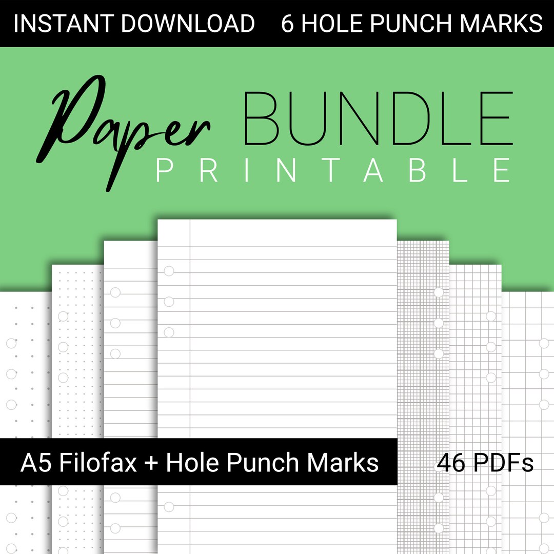 A5 Filofax Printable Paper Hole Punch Marks Printable Lined Paper