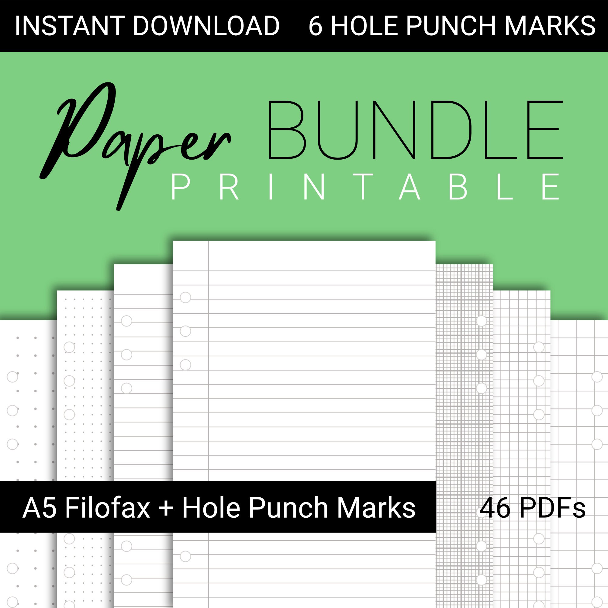 A5 Filofax Printable Paper Hole Punch Marks Printable Lined Paper ...