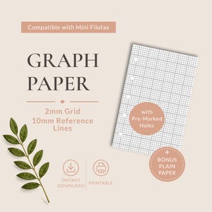 Filofax Mini Graph Paper Printable PDF | 2mm Grid Paper | 5 Ring Planner Inserts | Engineering Drawing Paper | Instant Download