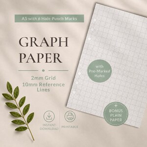 A5 Graph Paper Printable PDF | 2mm Graph Grid with 10mm Reference Markings | Technical Drawing Paper | Instant Download