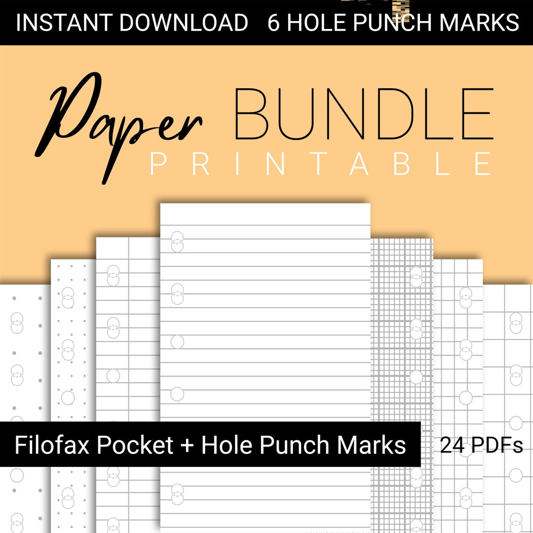 Filofax Pocket Printable Paper + Hole Punch Marks | Printable Lined ...