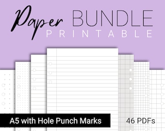 A5 Printable Paper Hole Punch Marks Printable Lined Paper