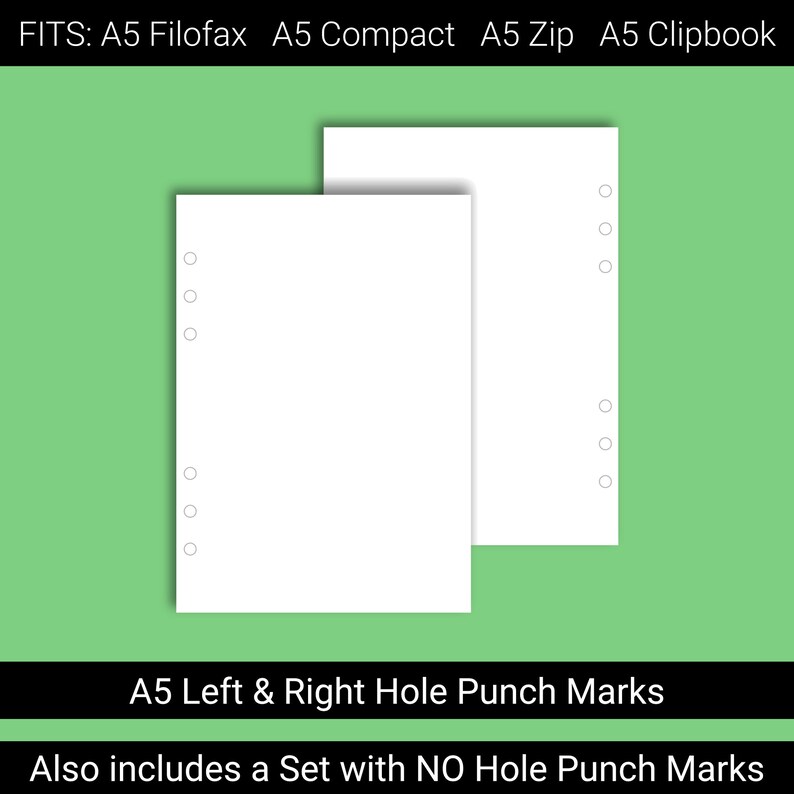A5 Filofax Printable Paper Hole Punch Marks Printable Lined Paper