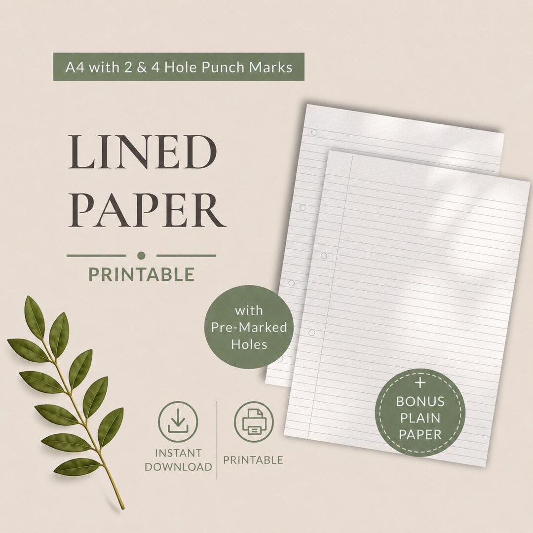 Notebook Paper Guide A4 Lined Paper Printable PDF | Ruled Paper Template | Printable ...