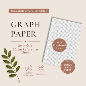 Filofax Pocket Graph Paper Inserts | 2mm Grid, 10mm Reference (Digital Download)