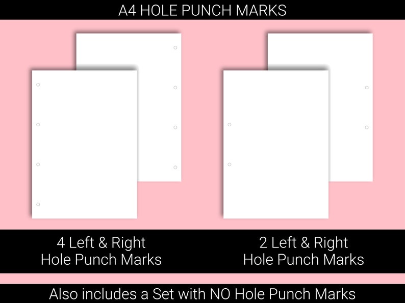A4 Printable Paper Hole Punch Marks Printable Lined Paper Etsy