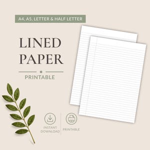 Paquete de papel rayado imprimible / Tamaños A4, A5 y Carta (Descarga digital)