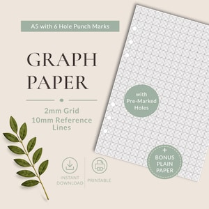 A5 Graph Paper Printable PDF | 2mm Graph Grid with 10mm Reference Markings | Technical Drawing Paper | Instant Download