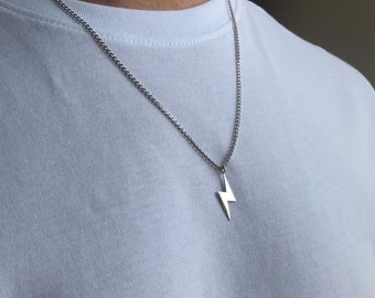 Lightning Bolt Necklace Silver, Personalized Necklace