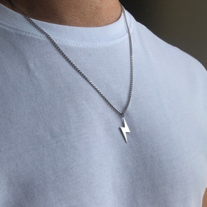 Lightning Bolt Necklace Silver, Personalized Necklace