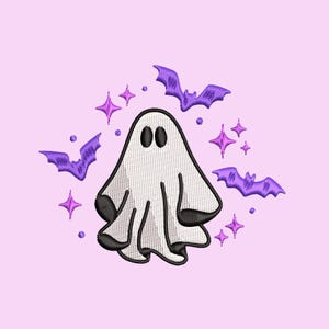 Blijf spookachtig borduurontwerp voor Halloween | Ghost-borduurbestand |