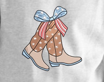 Cowboy Boots Embroidery Design | Patriotic 4th of July Embroidery File | Country Embroidery 4x4, 5x7