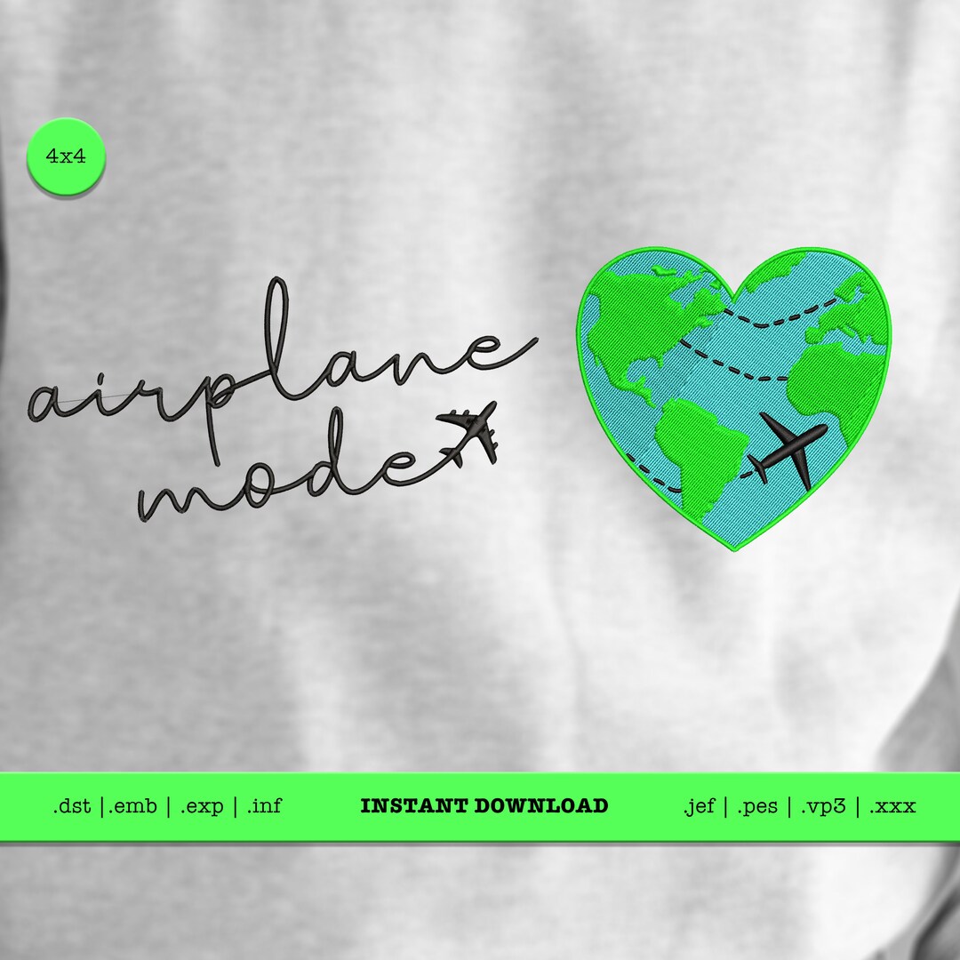 Travel Embroidery Design Bundle Airplane Mode Machine Embroidery File