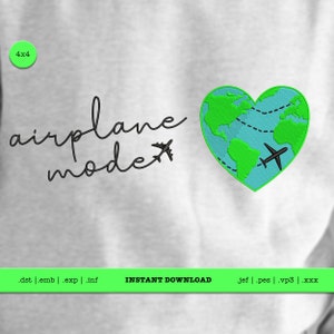 Travel Embroidery Design Bundle | Airplane Mode Machine Embroidery File | Vacation Embroidery