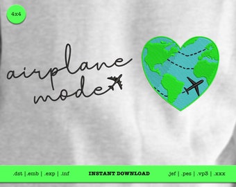 Travel Embroidery Design Bundle | Airplane Mode Machine Embroidery File | Vacation Embroidery