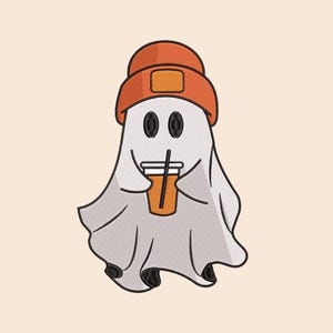 Ghost with Beanie Embroidery Design