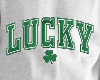 Lucky Embroidery Design in Varsity font | St. Patrick's Day Embroidery Design Instant Download for Brother Embroidery Machine File 7x5 Hoop