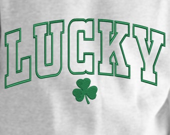 St. Patrick's Day Embroidery Design | Lucky Varsity four Leaf Clover | Instant Download for Brother Embroidery Machine File for 7x5 Hoop