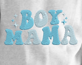 Boy Mama Embroidery Design: Retro Font, 4x4 Hoop (PES, PDF)